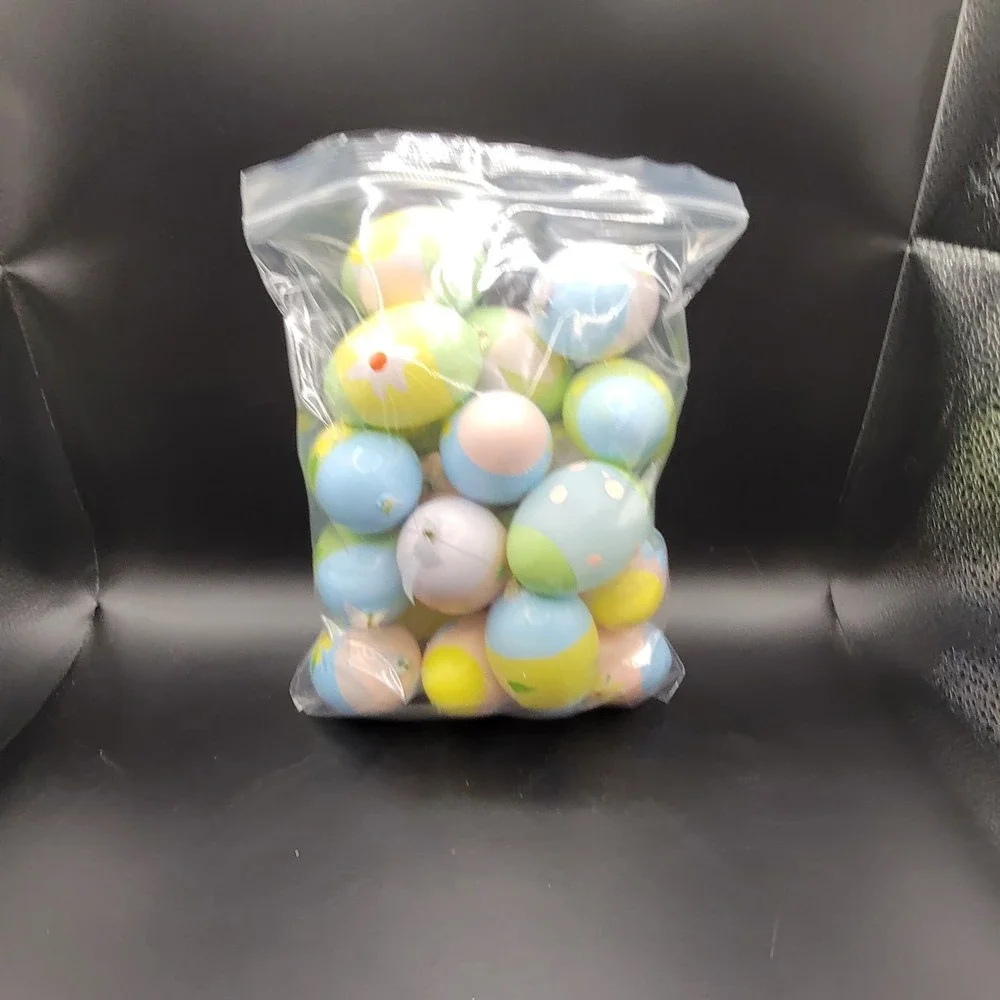 20 Pc Hand-painted Plastic Easter Egg Decorations *strings Have Been Cut
